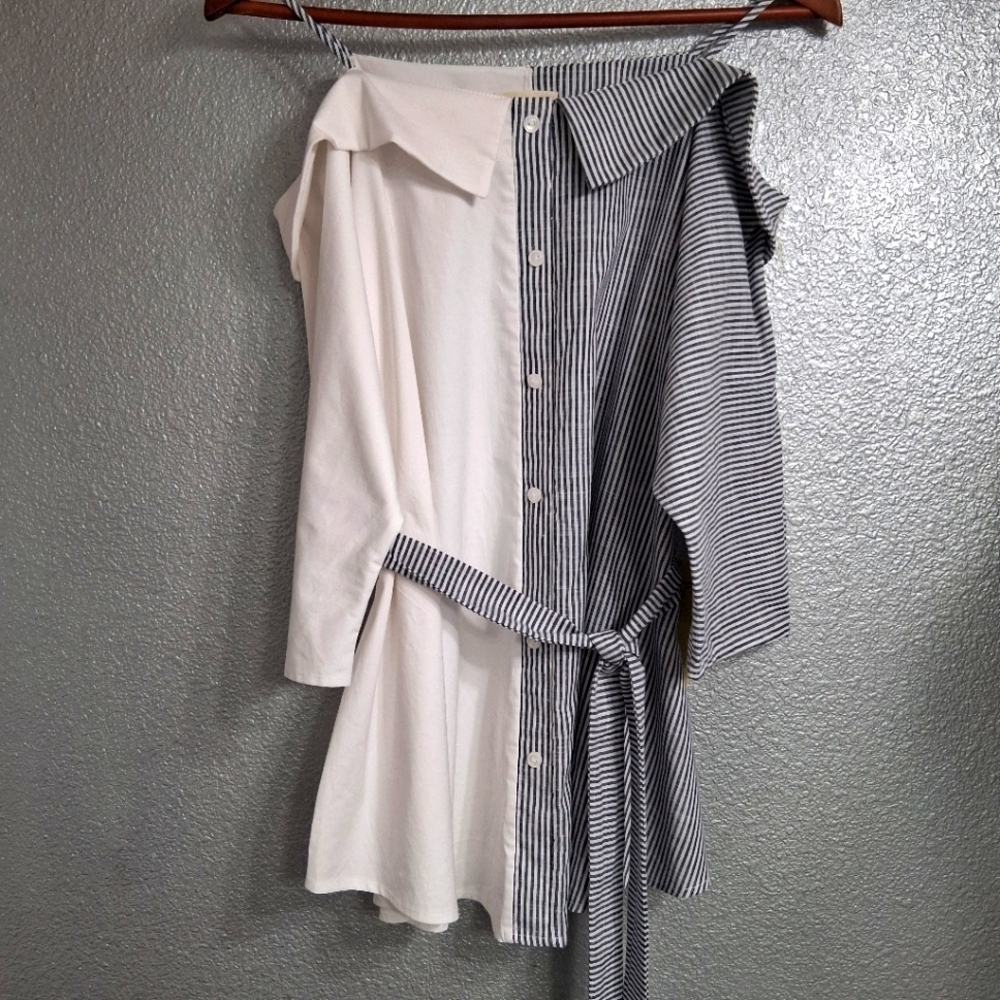 NWT Per Seption Concept Off The Shoulder Belted Blouse